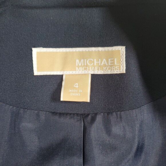 Michael Kors Women’s Blazer Size 4 Navy Blue Ruched 3/4 Sleeve Lined Classic - Picture 5 of 13